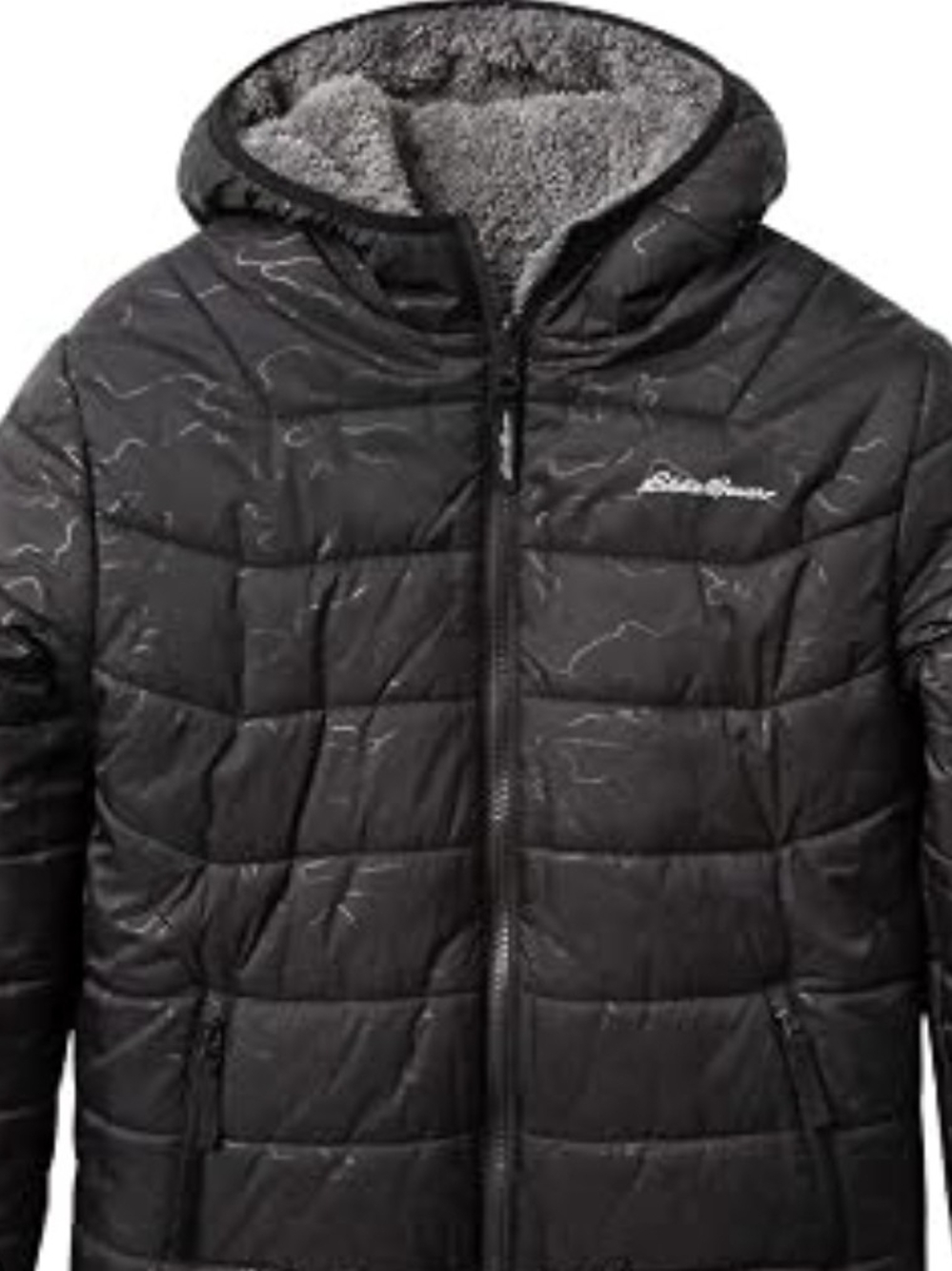 Eddie Bauer Kids Black Quilted Hooded Puffer Jacket